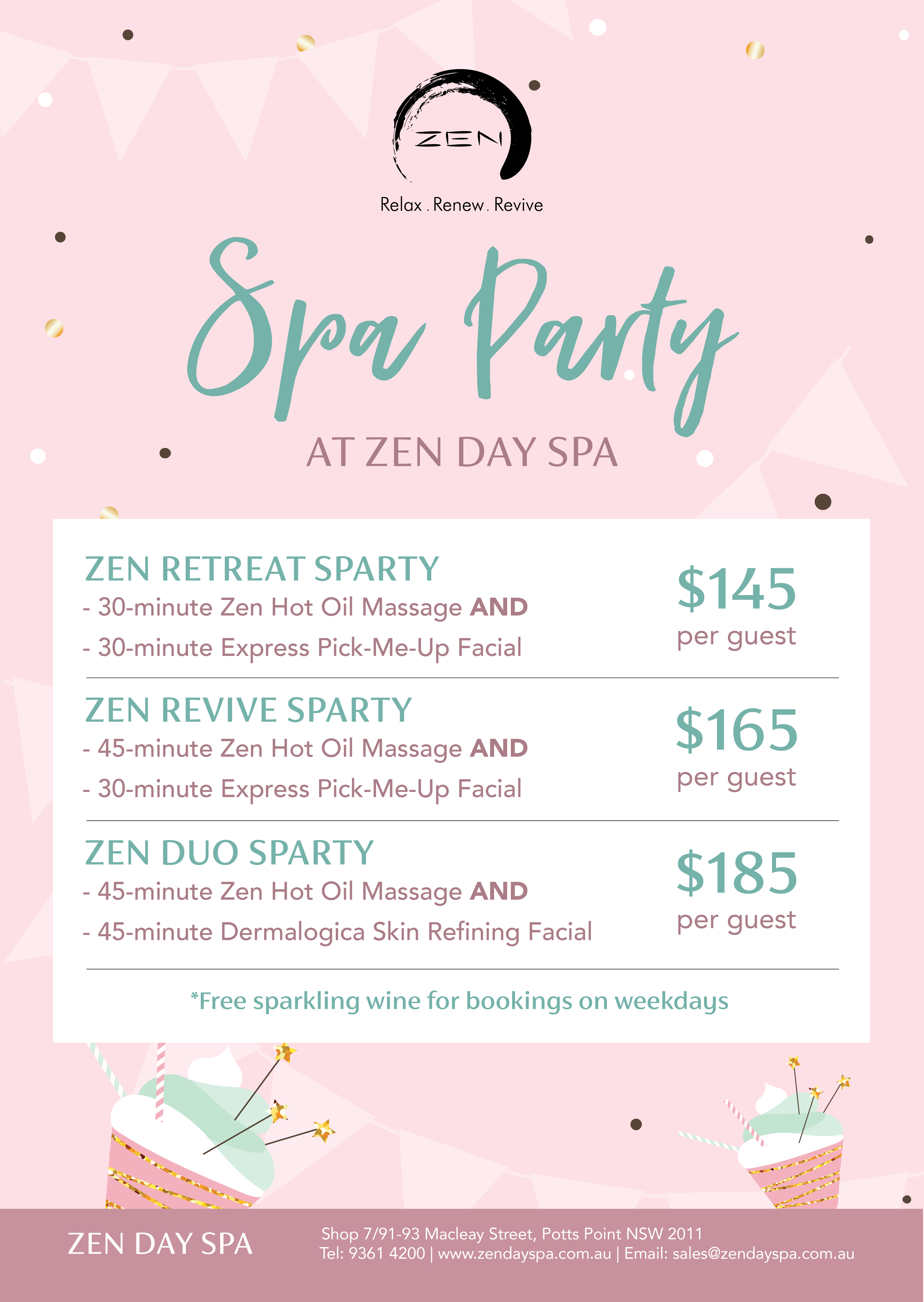 Hens and group spa packages in Sydney at Zen Day Spa, Potts Point Sydney