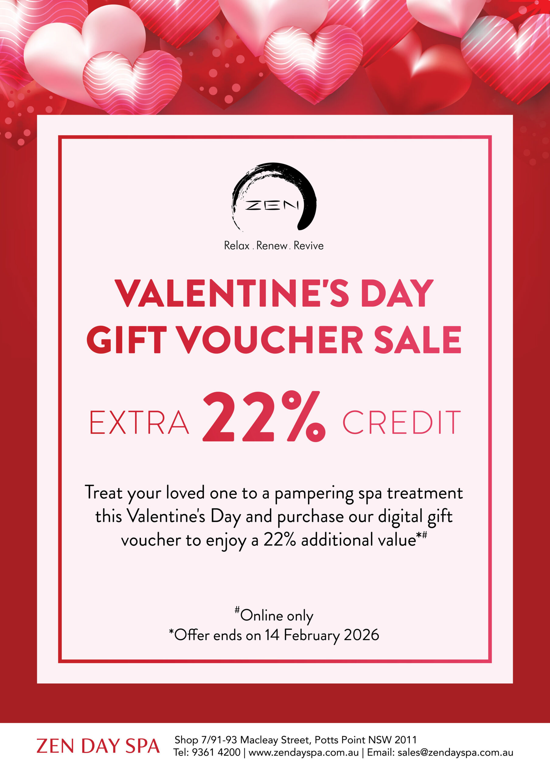 Valentine’s Day Spa Promotion in Potts Point, Sydney