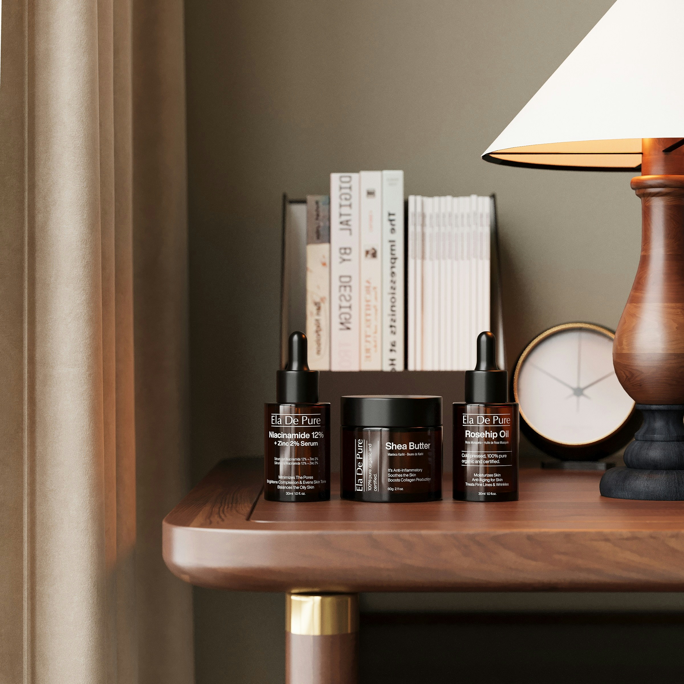 O Cosmedics skincare products on a wooden table in Sydney